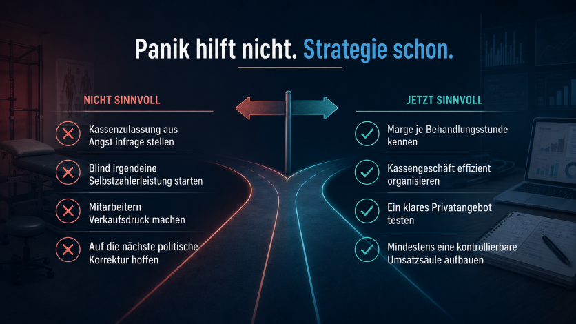 Tabelle zu Strategien nach dem GKV-Beitragssatzstabilisierungsgesetz mit Punkten zu sinnvoll und nicht sinnvoll.