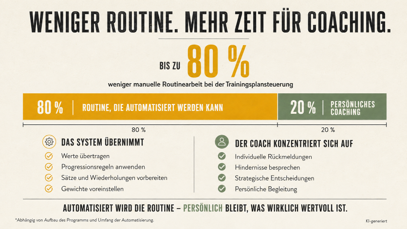 Infografik zu White-Label-App: weniger Routine, mehr Zeit für Coaching.