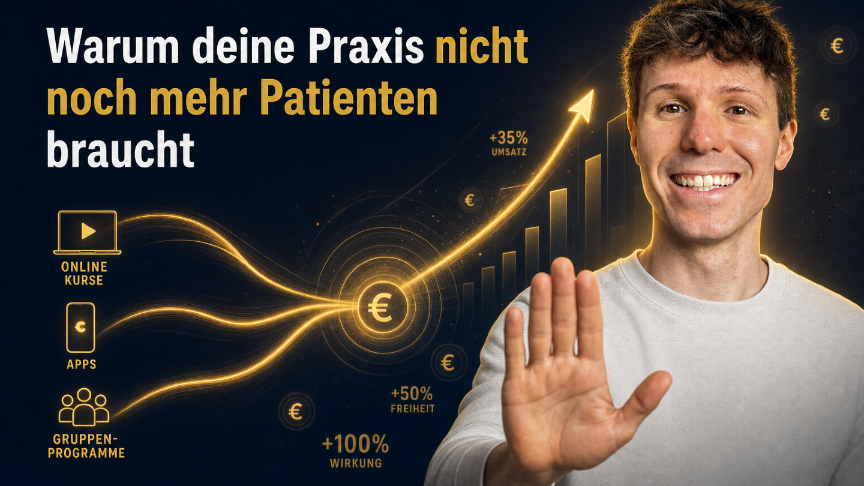 Darstellung eines Mannes, der erklärt, warum eine Physiopraxis ein besseres System statt mehr Patienten braucht.