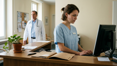Entlastung am Tresen: Wenn das Telefon wegfällt, bleibt Zeit für die Patienten.