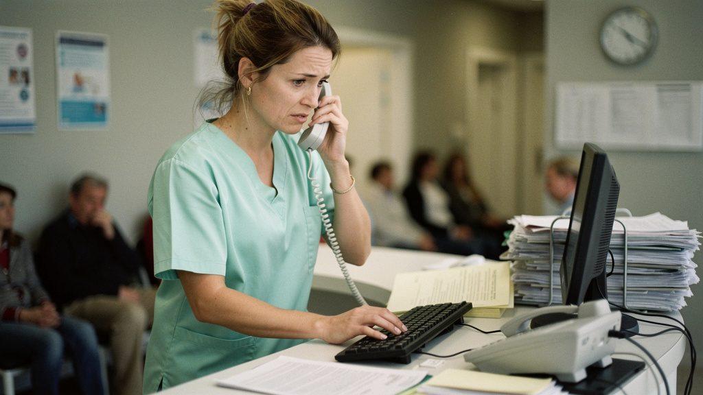 Telefon, Tastatur, Patientenakte gleichzeitig – Multitasking als Dauerzustand.