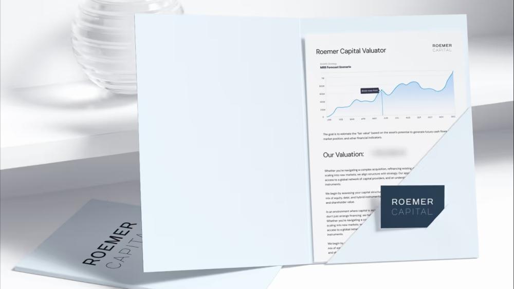 Präsentation zur Unternehmensbewertung für Startups von Roemer Capital.