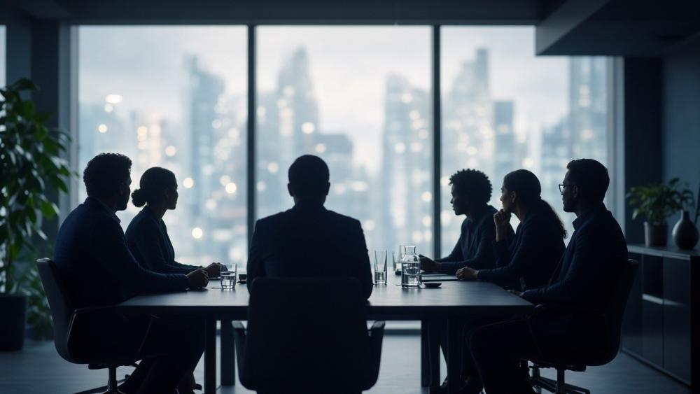Besprechung über Investorentypen für Tech-Startups in modernem Büro.