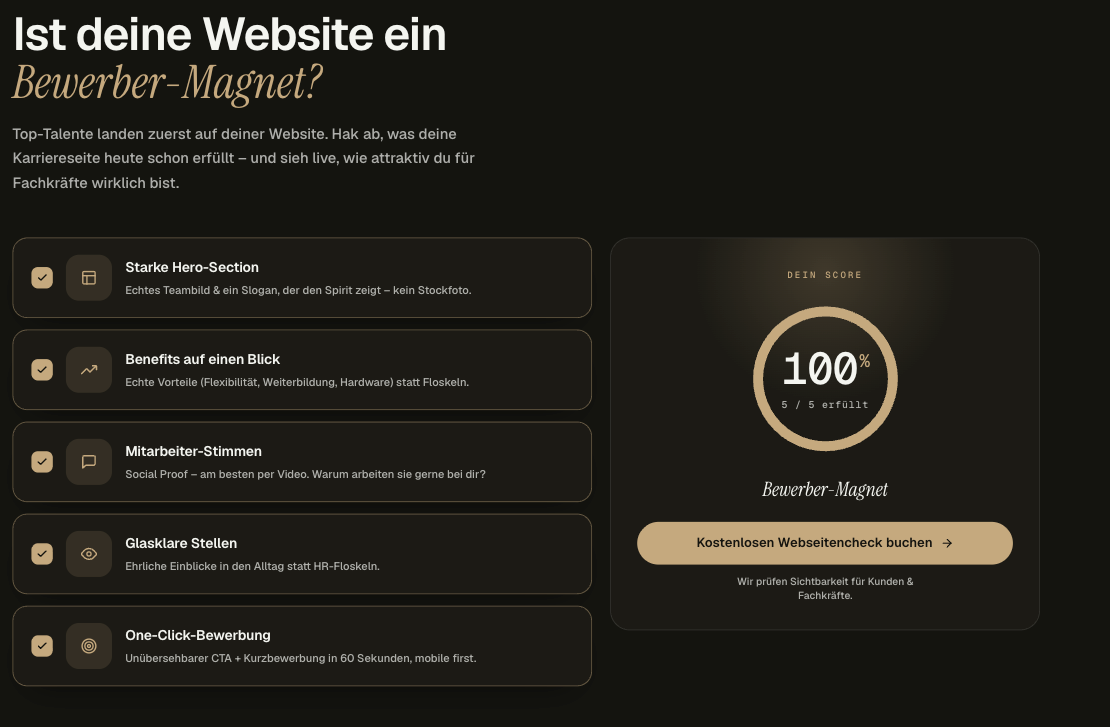 Checkliste, ob deine Karriereseite ein Bewerber-Magnet ist