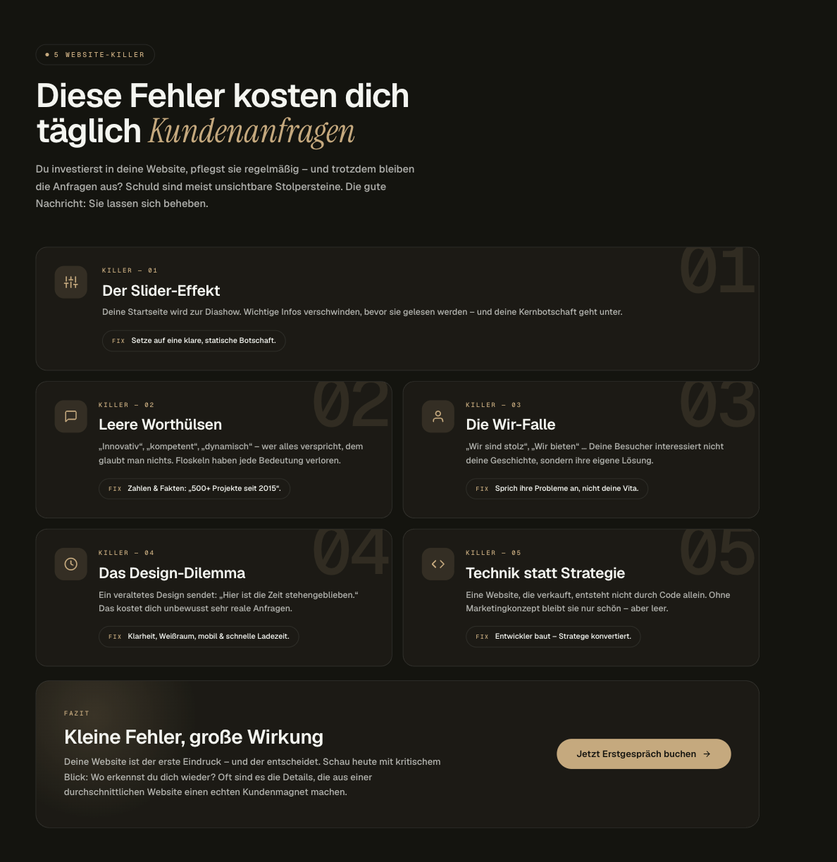 Die 5 größten Fehler zusammengefasst