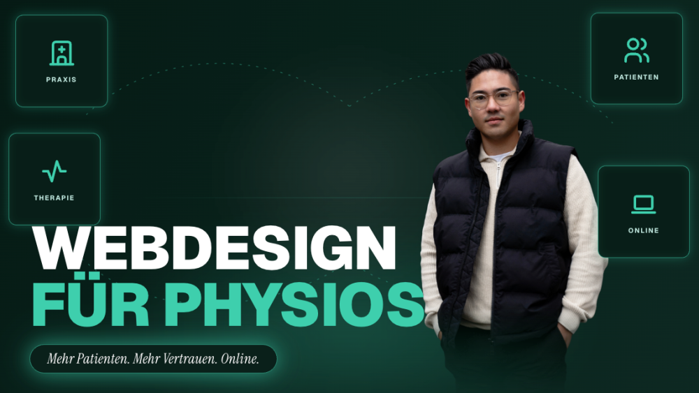 Berater für Webdesign für Physios in einem modernen Design mit Icons.