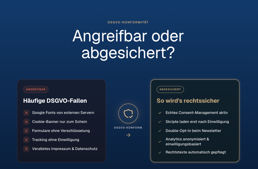 Übersicht über DSGVO-Fallen und Maßnahmen zur rechtssicheren Website