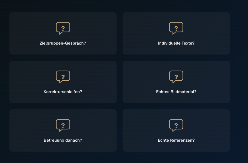 Fragen zur Überprüfung eines Webdesign-Angebots für mehr Transparenz.