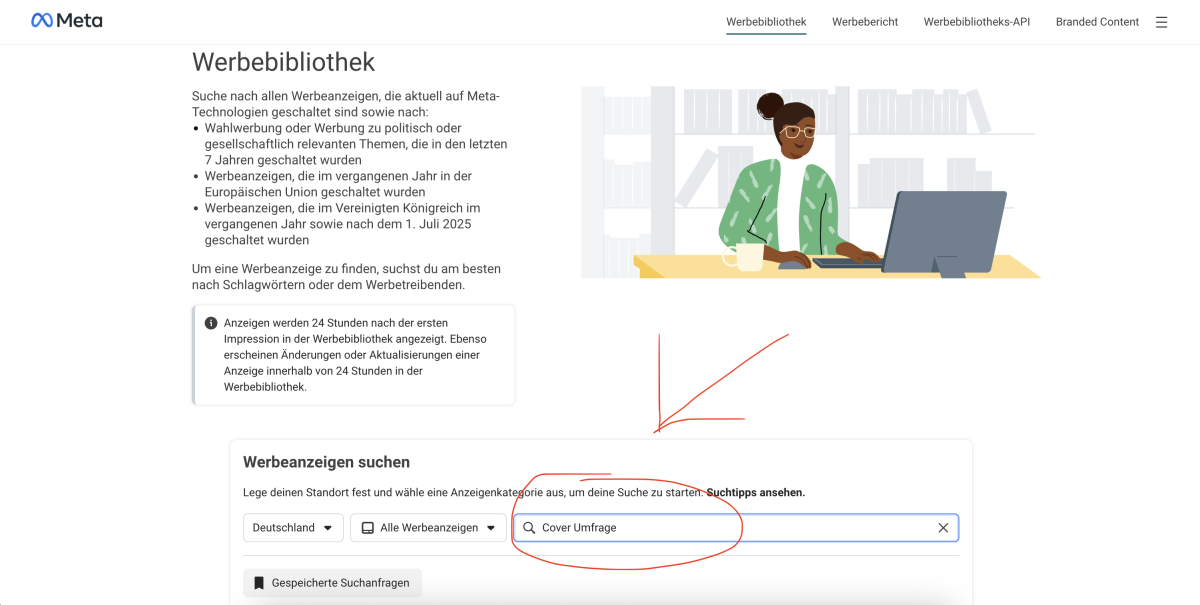 Ausschnitt der Meta-Werbebibliothek