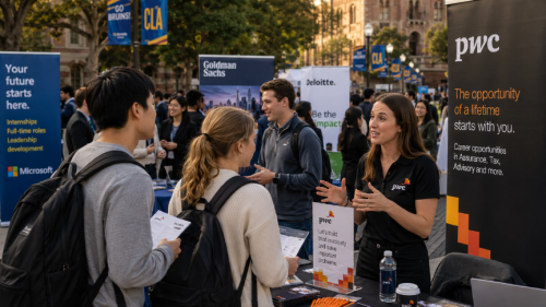 Networking auf einer Career Fair in den USA