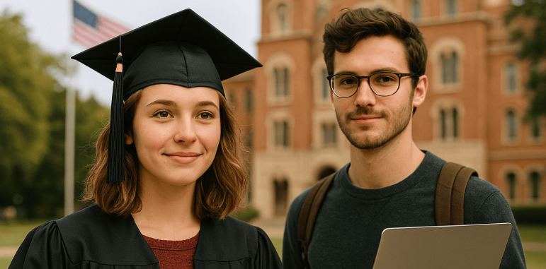 Internationale Studierende erlangen College-Abschluss