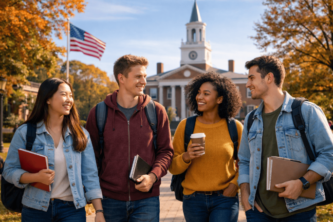 Internationale Studierende auf einem USA Campus