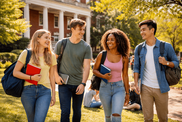 Internationale Studenten auf einem US-Campus