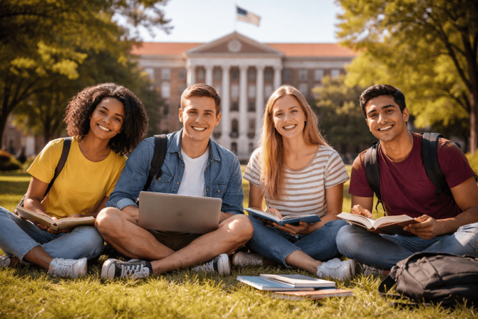 Internationale Studierende auf einem Community College Campus