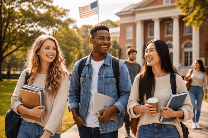 Internationale Studierende auf einem US-Campus