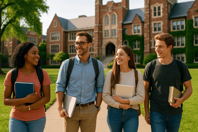 Internationale Studierende auf einem US-Campus