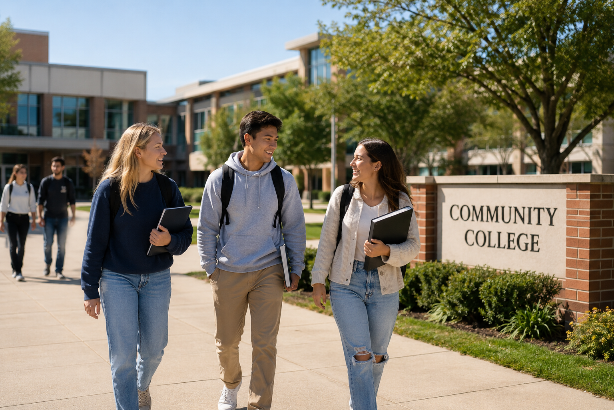 Internationale Studierende auf einen US-Community College Campus