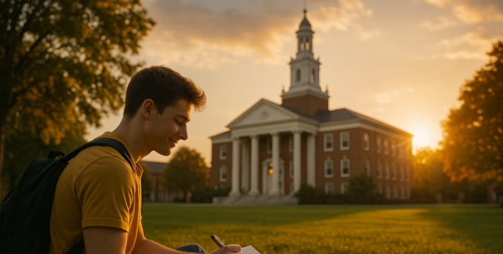 Internationaler Student auf dem Campus einer US-Uni