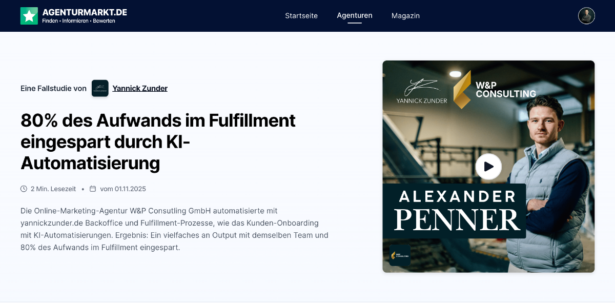 80% des Aufwands im Fulfillment eingespart durch KI-Automatisierung.