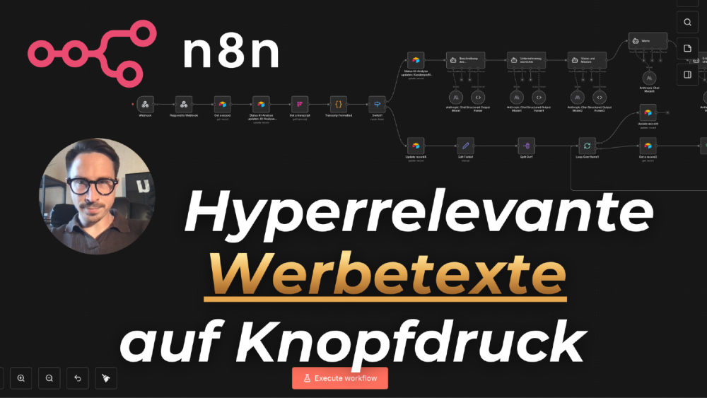 Diagramm zur Erstellung hyperrelevanter Werbetexte mit n8n.