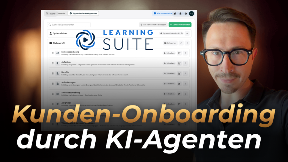 Das LearningSuite Interface zeigt das Kunden-Onboarding durch KI-Agenten.