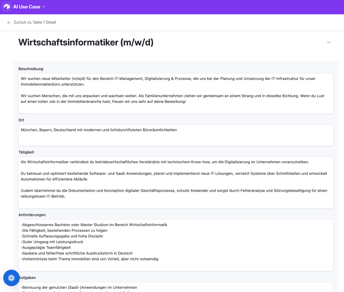 Stellenangebot für Wirtschaftsinformatiker (m/w/d) mit Aufgabenbeschreibung.