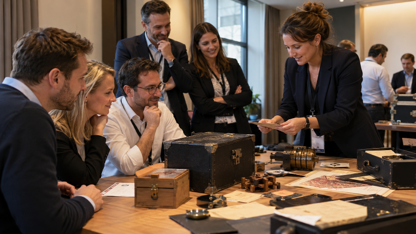 Teilnehmer erleben beim Experiential Marketing interaktive Escape-Game-Aktivitäten.