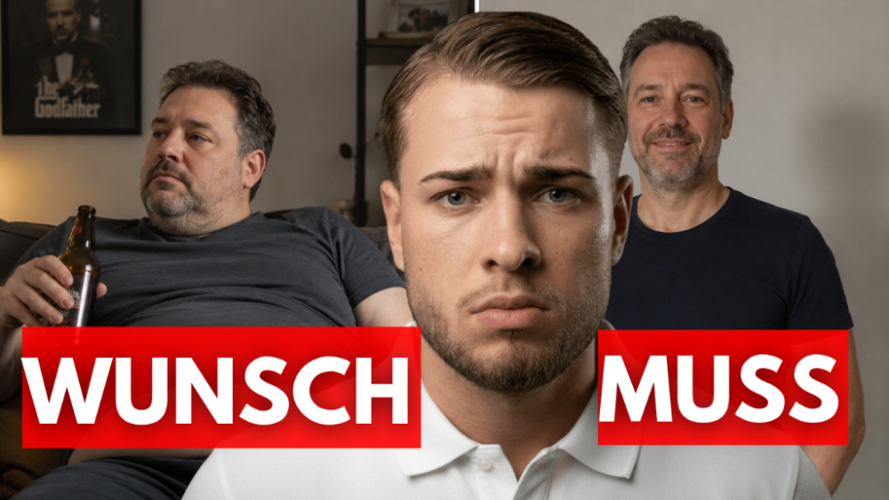 Der Unterschied zwischen Wunsch und Muss wird visuell dargestellt.
