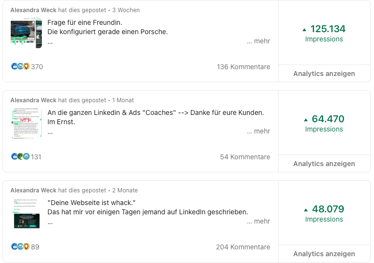 Auswertung erfolgreichster Posts&nbsp;