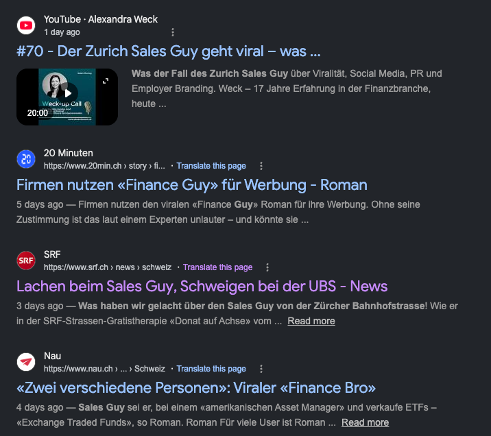 Suchergebnisse zu Finanzdienstleister viral zeigen virale Inhalte und Reaktionen.