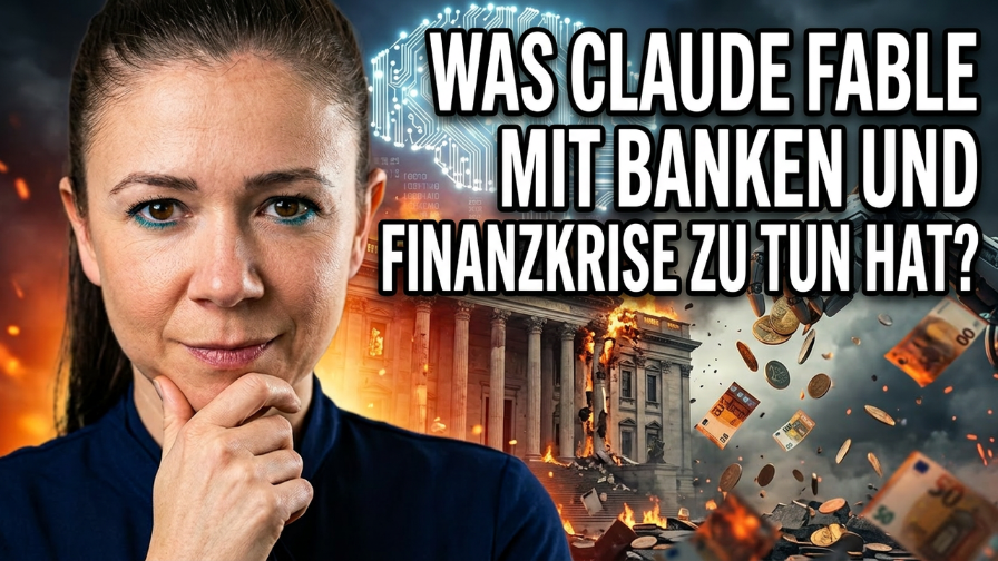 Eine Frau denkt über den Zusammenhang von KI-Blackout und Bankenkrise nach.