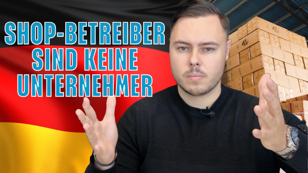 Ein Mann diskutiert in einem Video, warum Shop-Betreiber keine Unternehmer sind.
