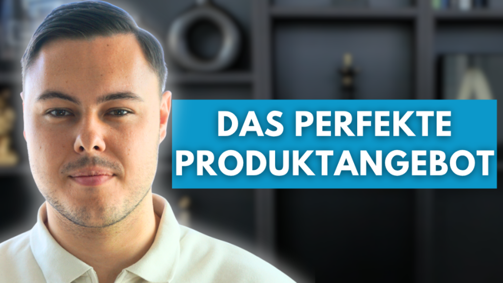 Mann präsentiert das perfekte Produktangebot vor einem stilvollen Hintergrund.
