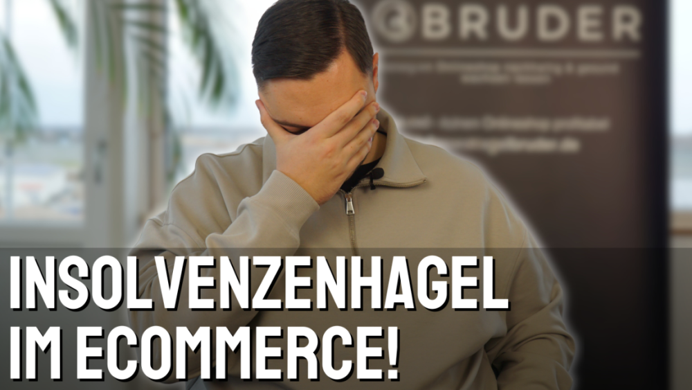 Ein besorgter Mann hält sich die Hand vor das Gesicht und thematisiert Insolvenzen im E-Commerce.