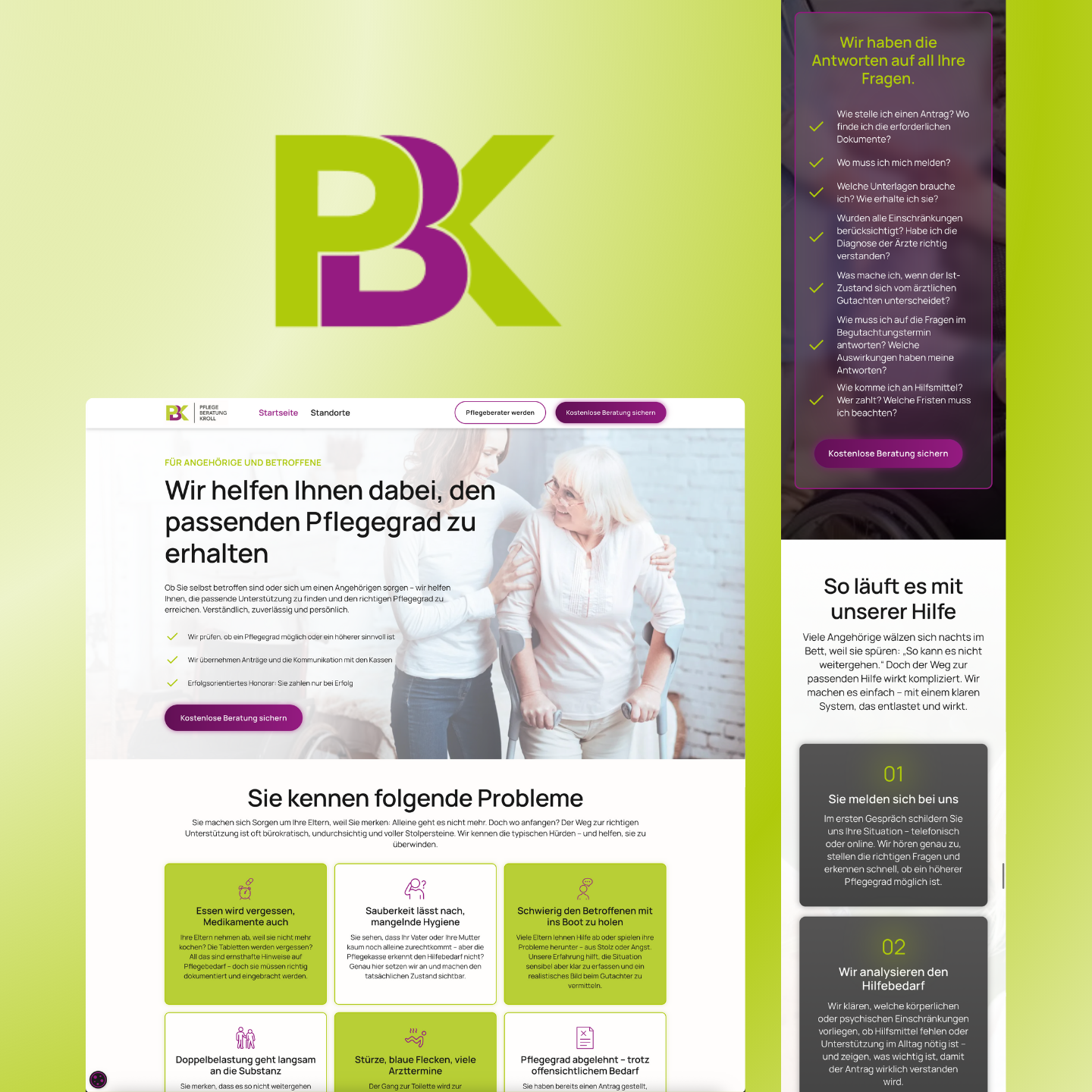 Pflegeberatung: Moderne Webseite mit Karrierebereich erstellt