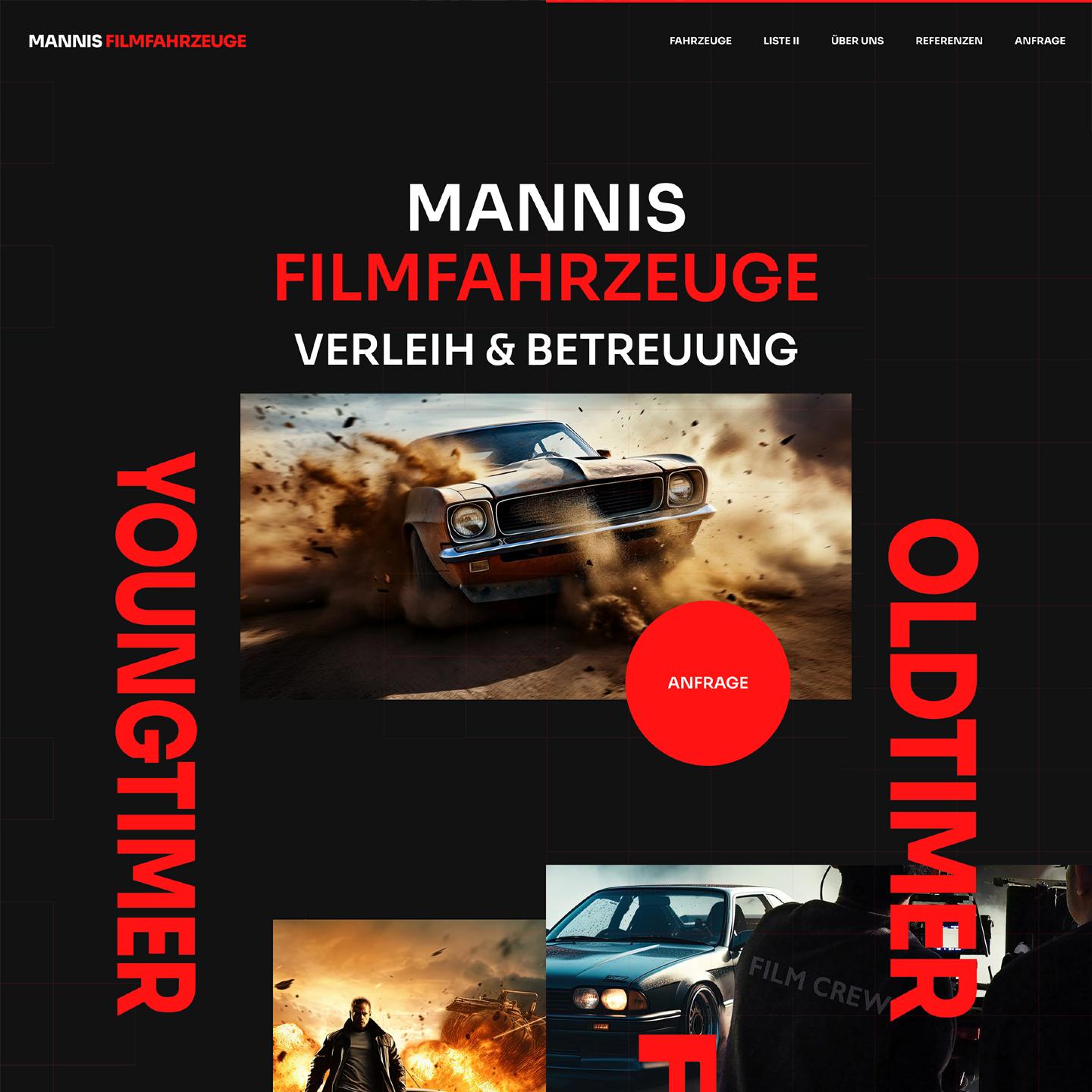 Website für Filmfahrzeug-Verleih