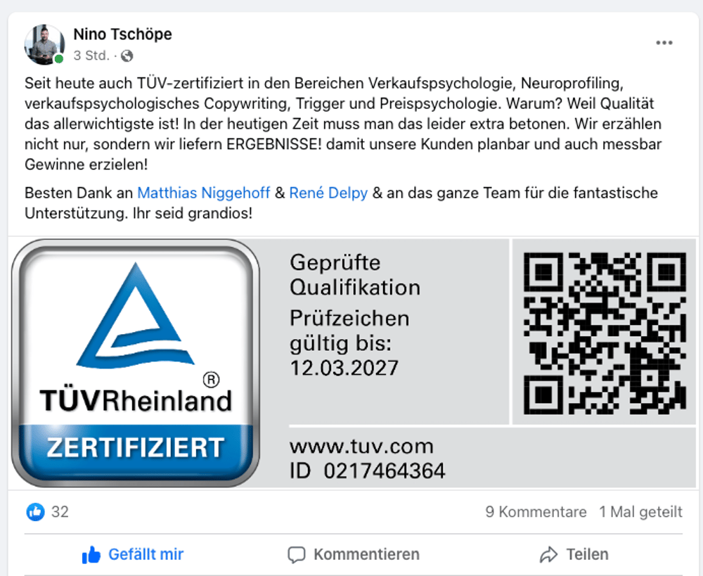 Unser Kunde Nino Tschöpe zeigt sein Siegel