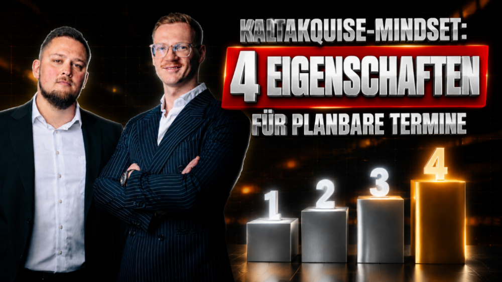 Zwei Männer präsentieren die 4 Eigenschaften für Kaltakquise und planbare Termine.
