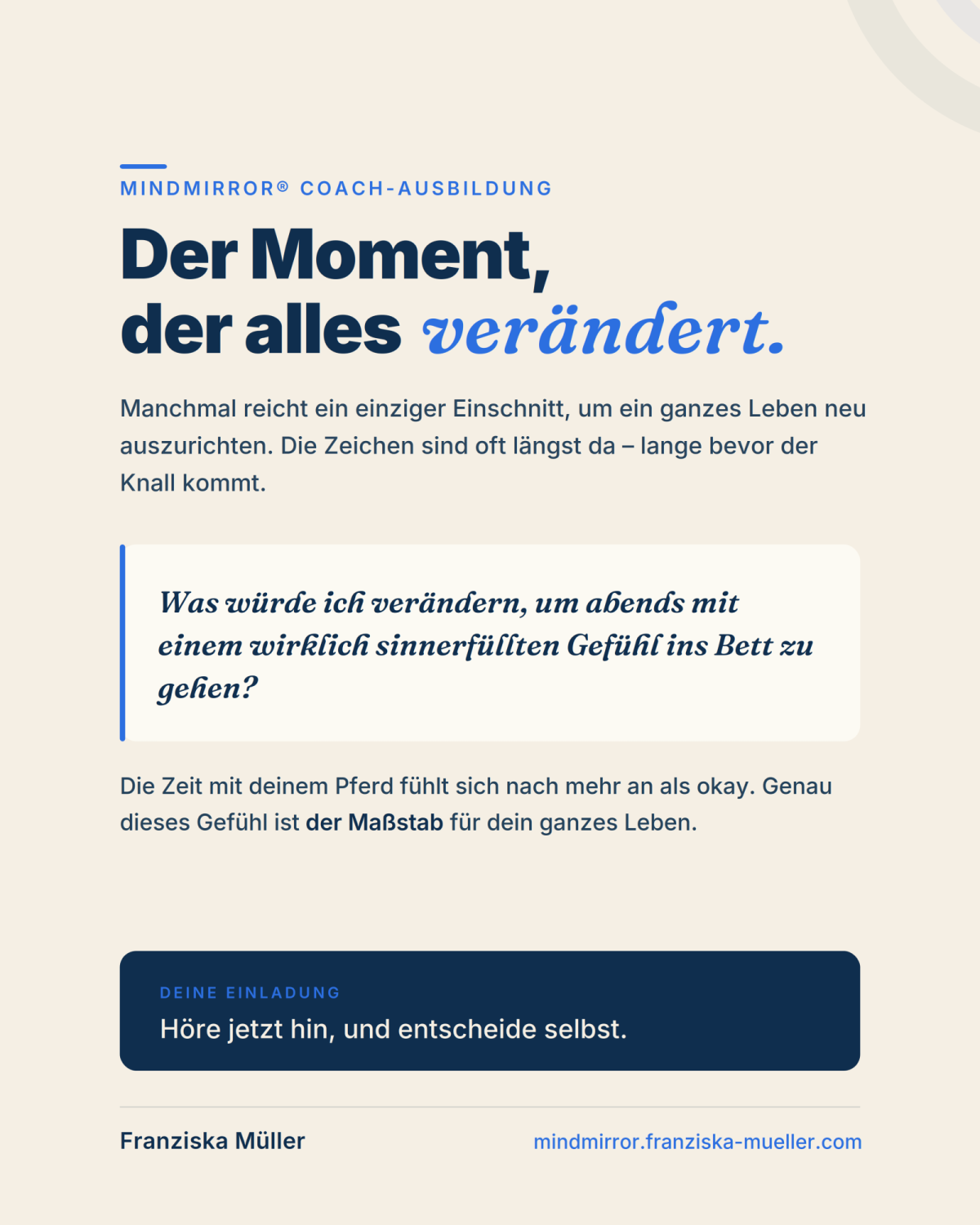 Der Moment, der alles im pferdegestützten Coaching verändert.