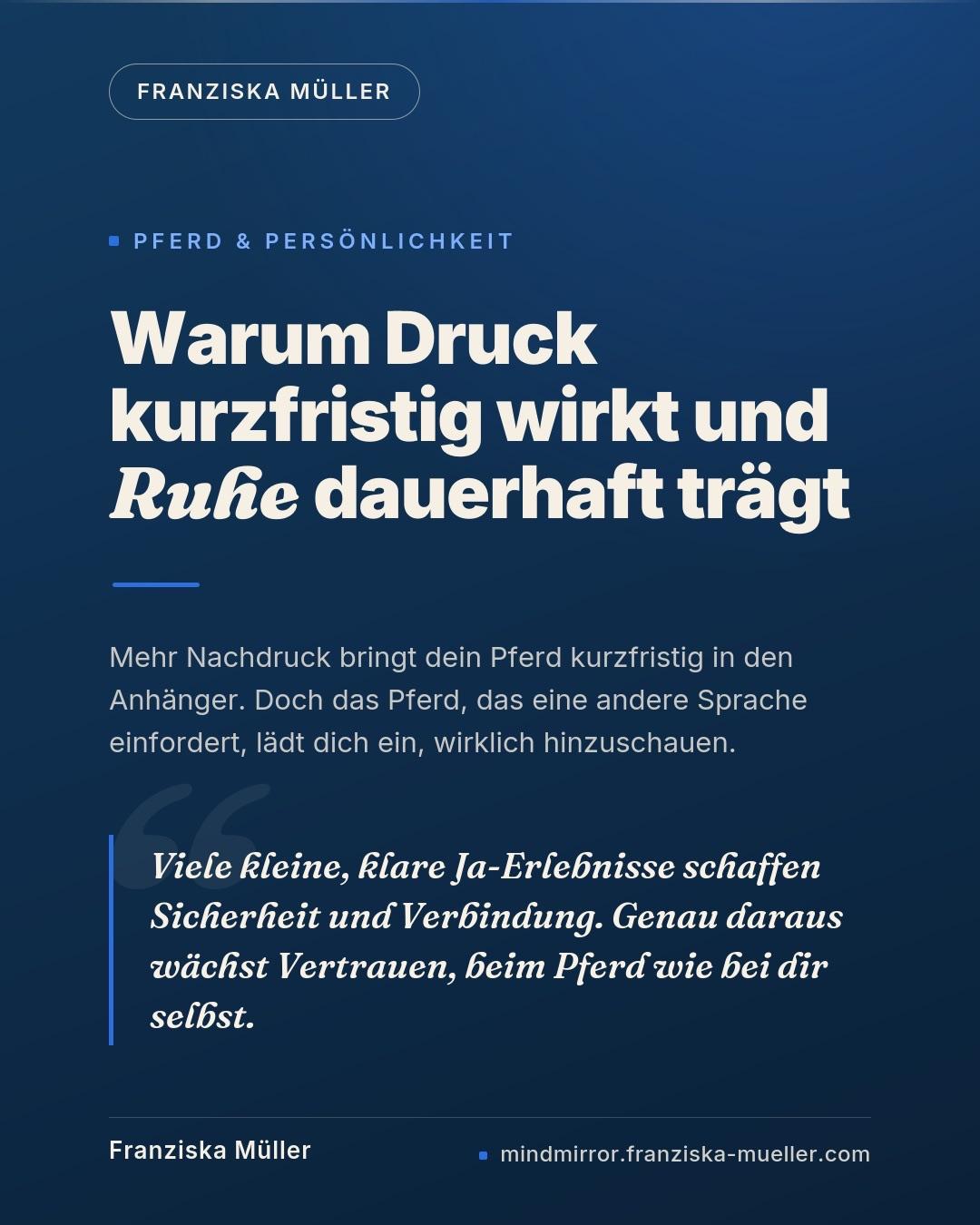 Tipps zum Verladetraining mit Pferden: Warum Druck kurzfristig wirkt und Ruhe dauerhaft trägt.