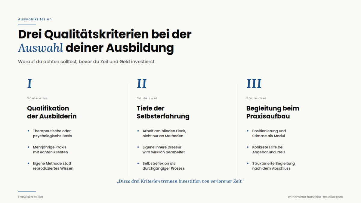 Drei Qualitätskriterien einer pferdegestützten Coaching Ausbildung!