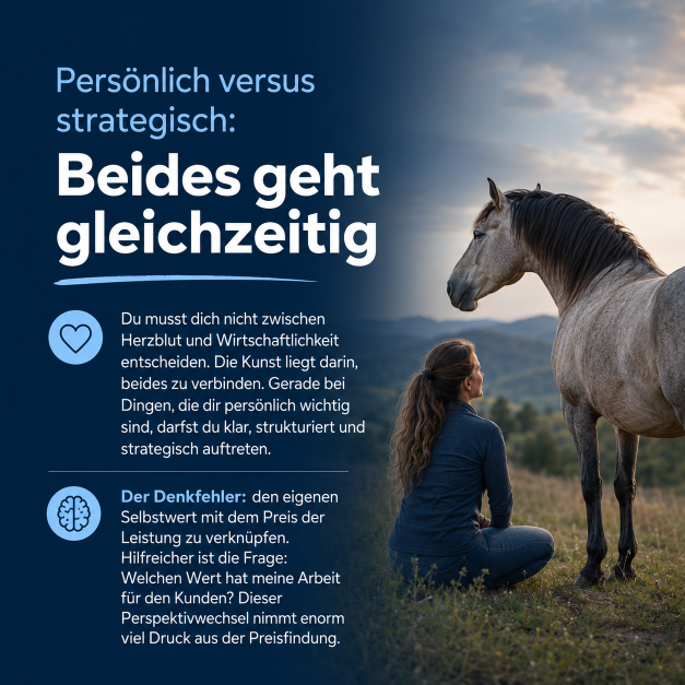 Mann interagiert mit Pferd beim Pferde-Coaching zur Preisgestaltung.
