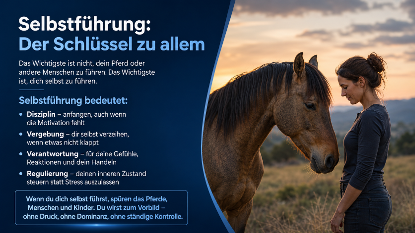 Das Wichtigste ist nicht, das Pferd zu führen, sondern DICH selbst zu führen.&nbsp;