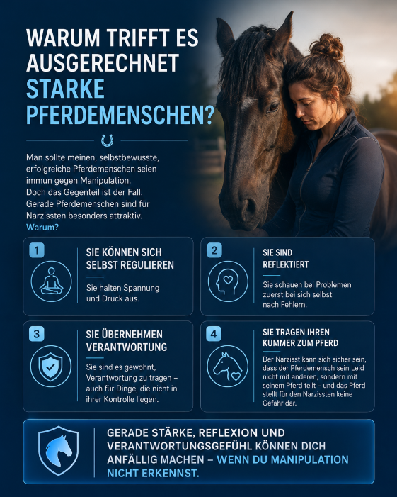 Pferdemenschen reden nur mit ihrem Pferd über ihren Kummer - das schützt den Narzissten.