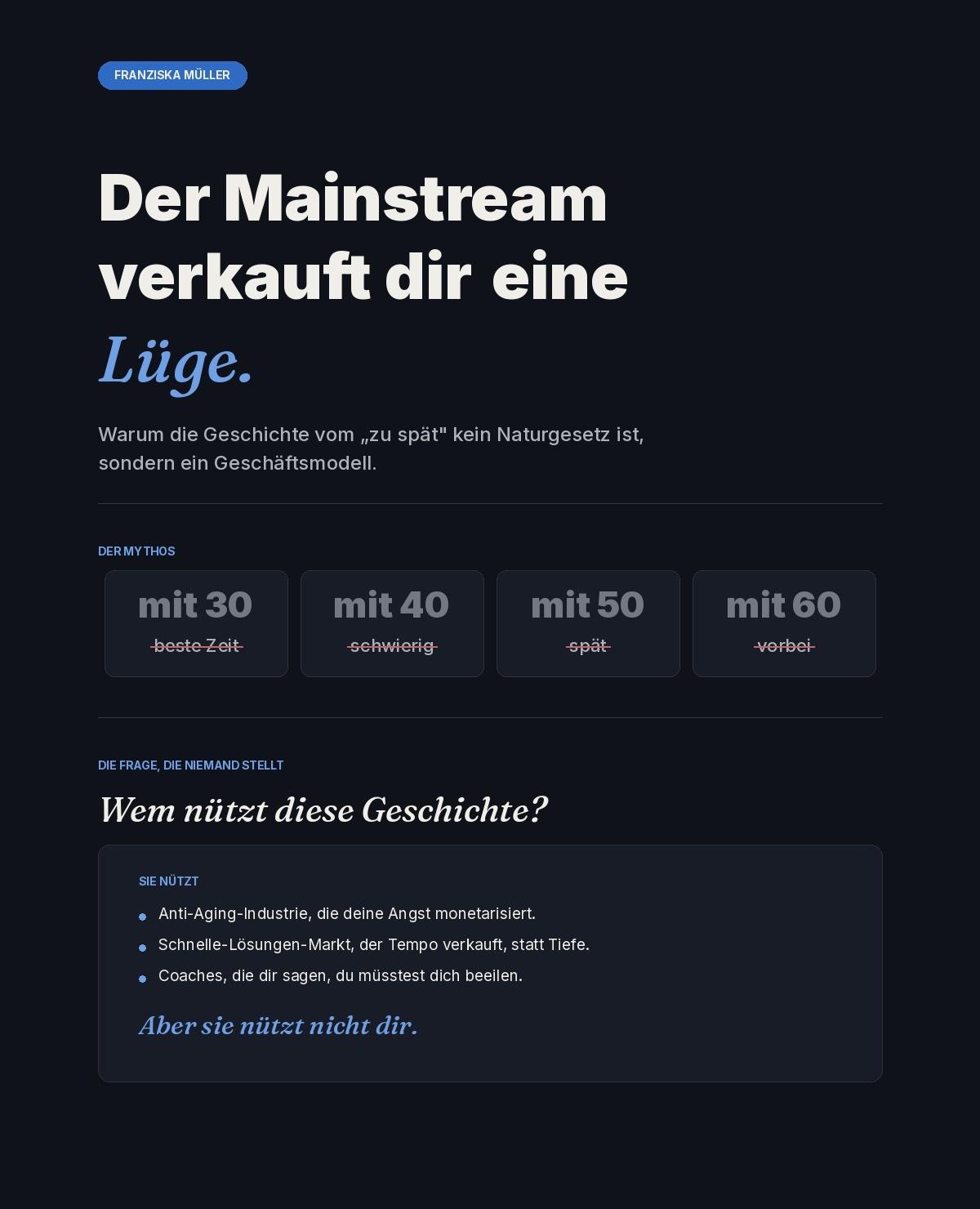 Der Mainstream verkauft dir eine Lüge und deshalb fühlst du dich zu alt für pferdegestütztes Coaching!
