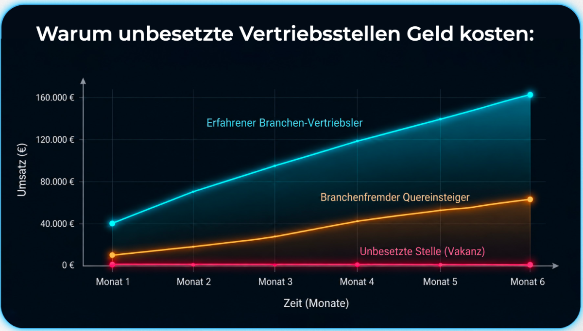 Diagramm, das zeigt, wie unbesetzte Vertriebsstellen Geld kosten.