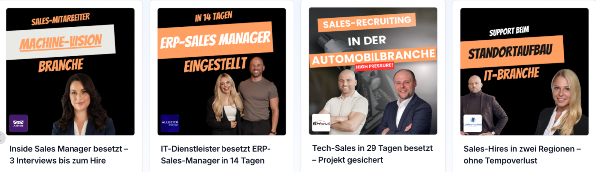 Überblick über Podcasts zur Besetzung von Sales-Positionen im B2B-Bereich.