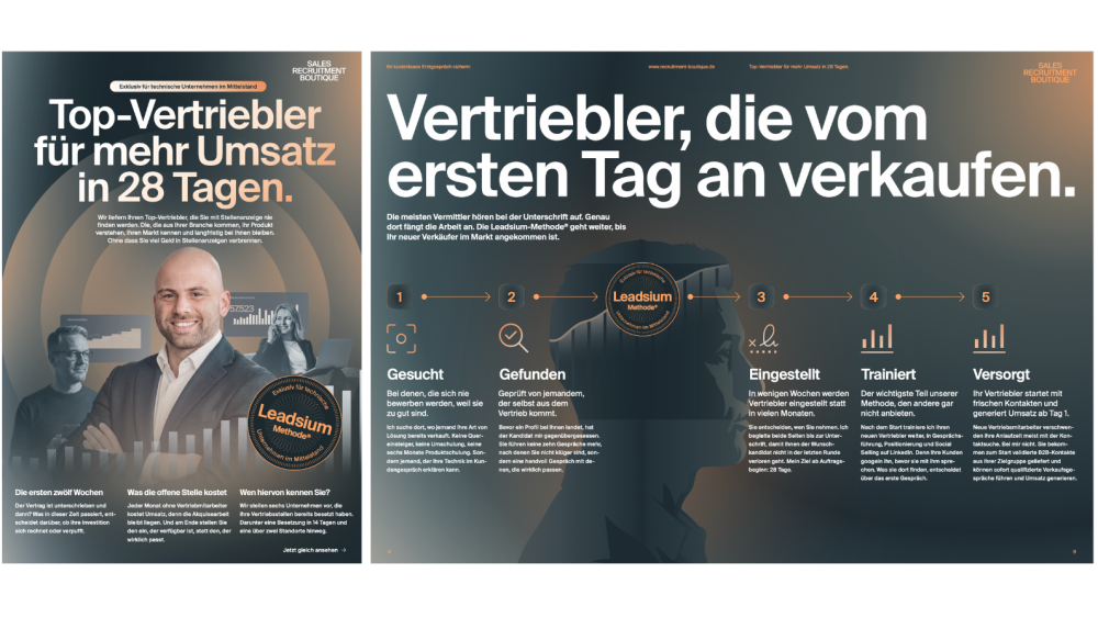 Top-Vertriebler für mehr Umsatz in 28 Tagen - Exklusiv für Unternehmen mit offenen Vertriebsvakanzen dank der Leadsium-Methode®