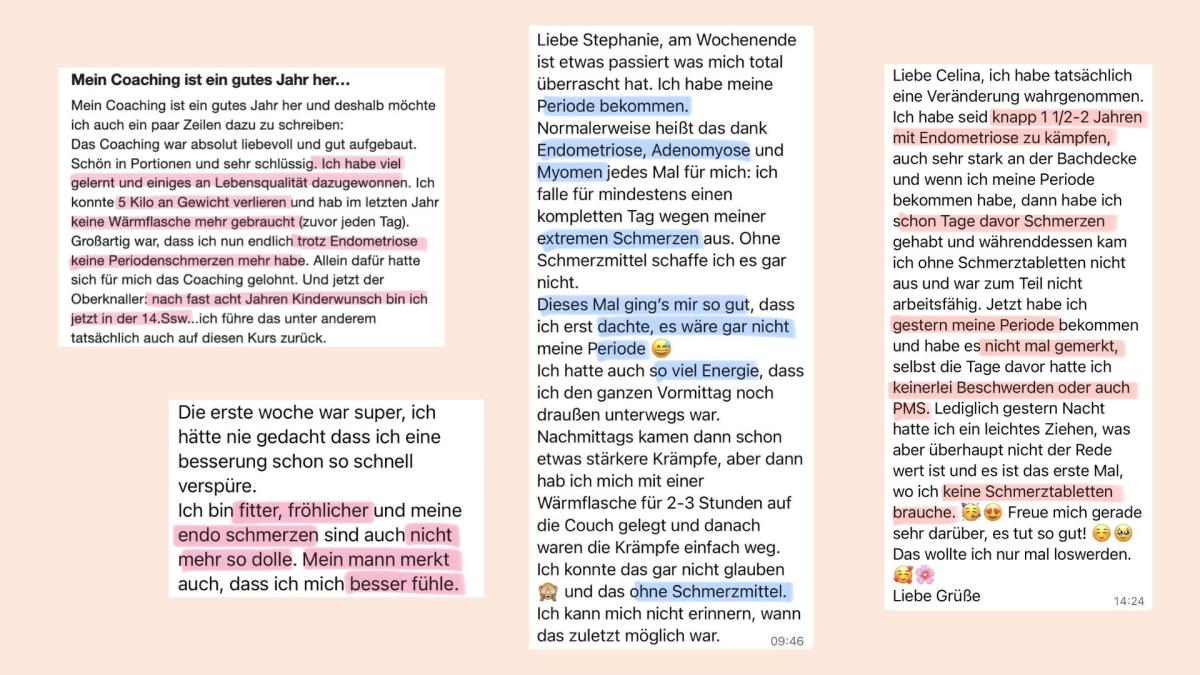 Rückmeldungen unserer Kundinnen während und nach dem Schilddrüsen-Coaching