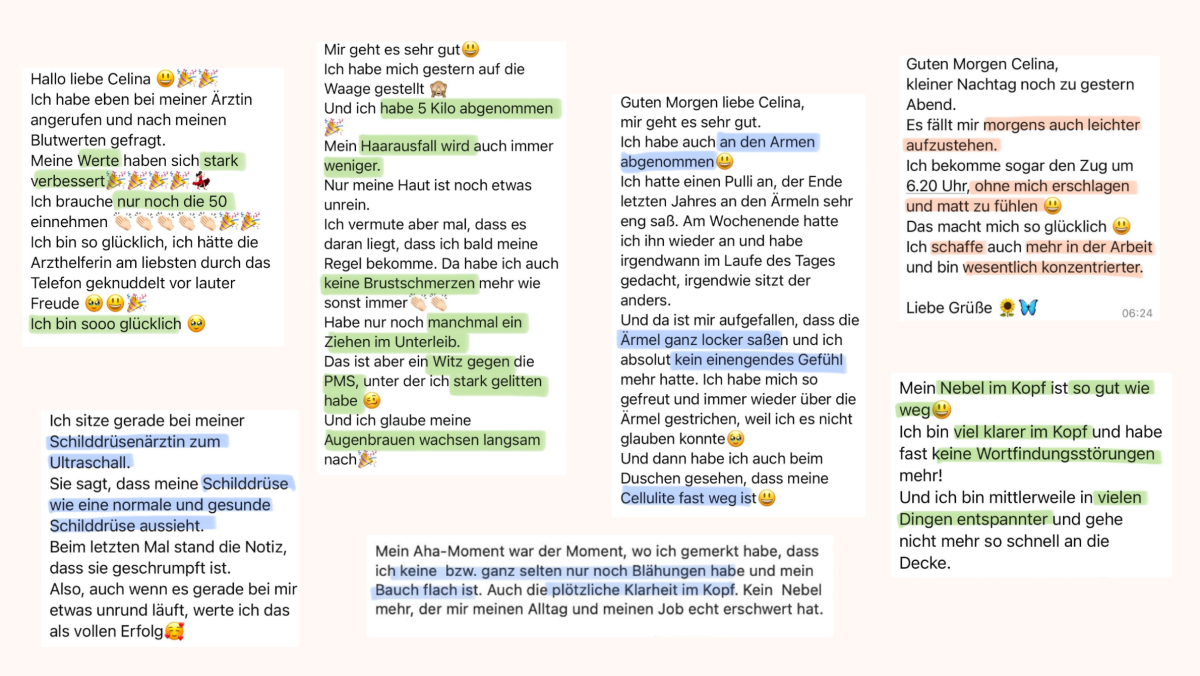 Nachrichten von&nbsp;Angela während des Schilddrüsen-Coachings